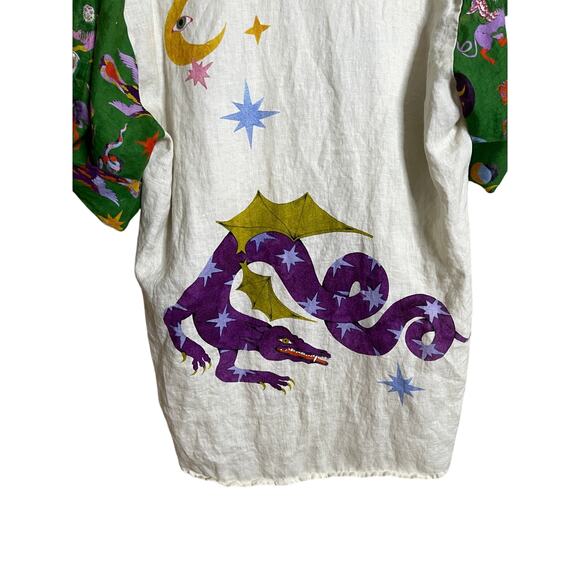 Alemais Seeker Print Linen Button Down Shirt Relaxed Womans 4 - Picture 3 of 11